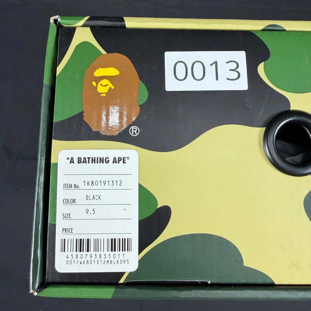 A Bathing Ape Bape SK8 STA #3 M1 Black Olive Suede Sneakers 1K80191312 Mens 9.5